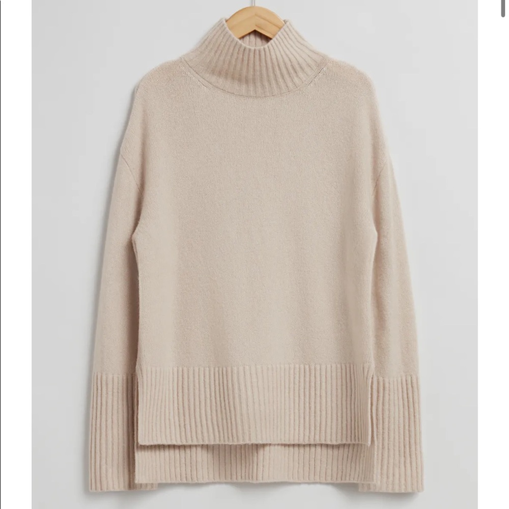 & Other Stories Mock Neck Knit Sweater - Beige